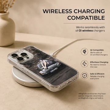 Anime JDM car design with character sitting on car phone case — Charging