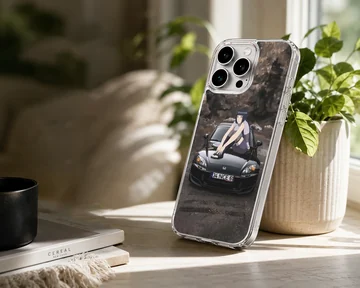 Anime JDM car design with character sitting on car phone case — Lifestyle