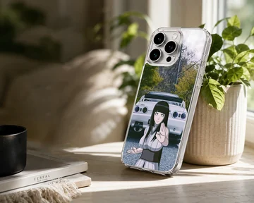 Anime JDM car and character illustration on phone case — Lifestyle