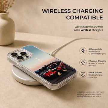 Anime JDM phone case featuring a red sports car and anime character. — Charging
