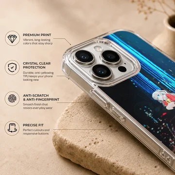 Anime character with JDM car against city backdrop on phone case — Info