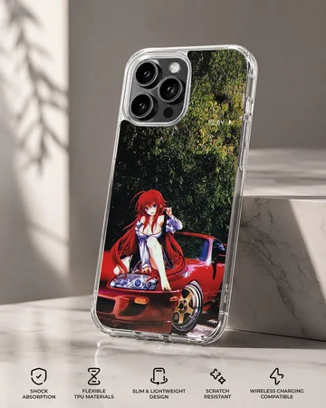 Anime JDM phone case featuring a red sports car with anime character — Specs