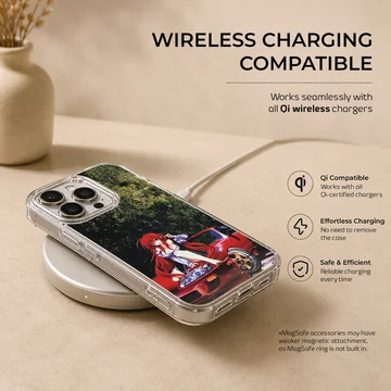 Anime JDM phone case featuring a red sports car with anime character — Charging