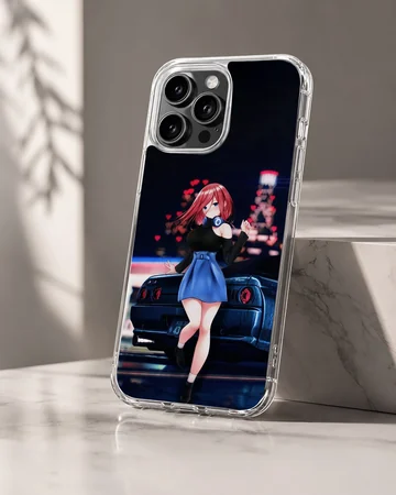 Anime character with car in bold colors on phone case — Hero