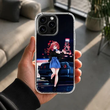 Anime character with car in bold colors on phone case — Lifestyle
