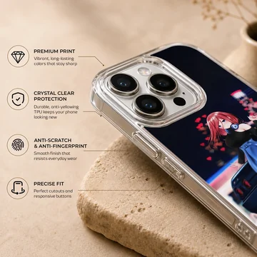 Anime character with car in bold colors on phone case — Info