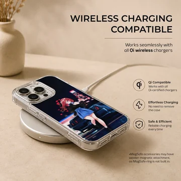 Anime character with car in bold colors on phone case — Charging