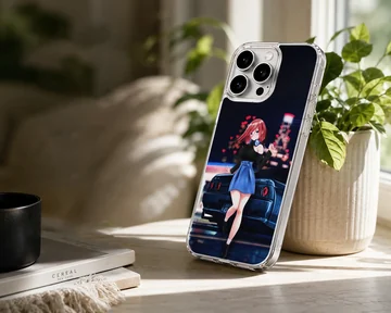 Anime character with car in bold colors on phone case — Lifestyle