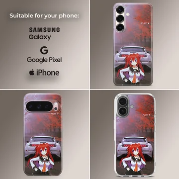 Anime JDM girl with drift car scene phone case — Collage