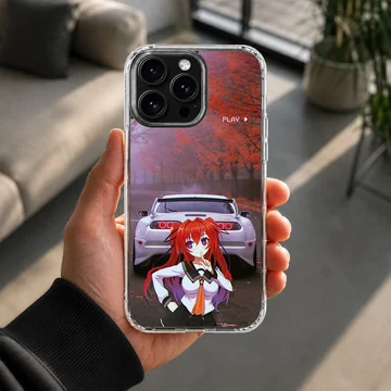 Anime JDM girl with drift car scene phone case — Lifestyle