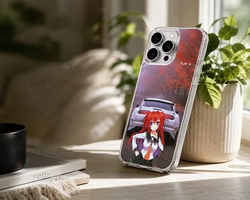 Anime JDM girl with drift car scene phone case — Lifestyle