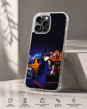 Anime JDM phone case featuring a dynamic motor sports design with vibrant colors. — Specs