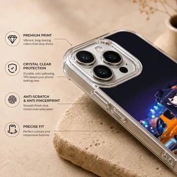 Anime JDM phone case featuring a dynamic motor sports design with vibrant colors. — Info