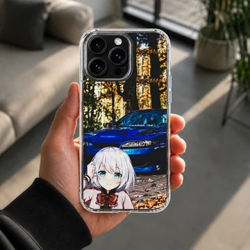 Anime JDM phone case featuring blue sports car and anime character — Lifestyle