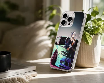 Anime JDM character alongside a sleek car on phone case — Lifestyle