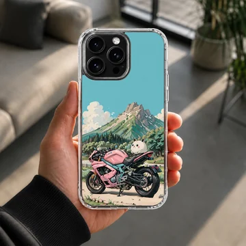 Anime motorcycle design with scenic background phone case — Lifestyle