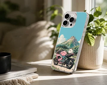 Anime motorcycle design with scenic background phone case — Lifestyle