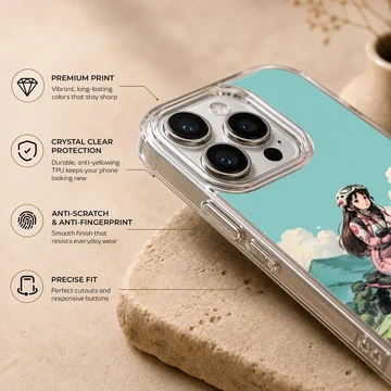 Anime motorcycle illustration with rider on phone case — Info