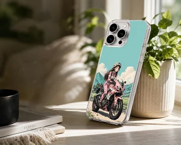 Anime motorcycle illustration with rider on phone case — Lifestyle