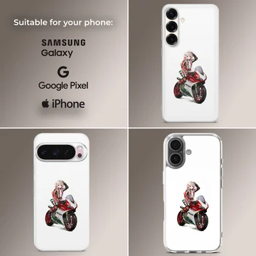 Anime motorcyclist artwork on phone case — Collage
