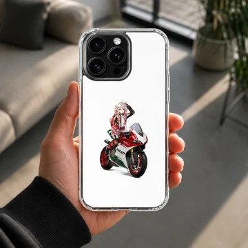 Anime motorcyclist artwork on phone case — Lifestyle