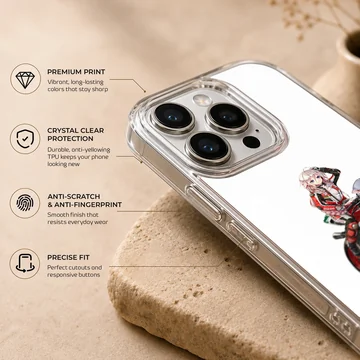Anime motorcyclist artwork on phone case — Info