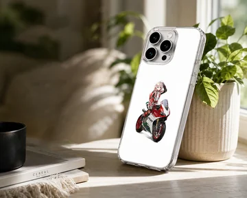 Anime motorcyclist artwork on phone case — Lifestyle