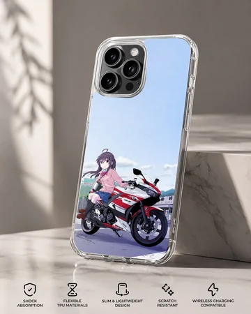 Anime motorcycle with a character on road phone case — Specs