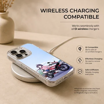 Anime motorcycle with a character on road phone case — Charging