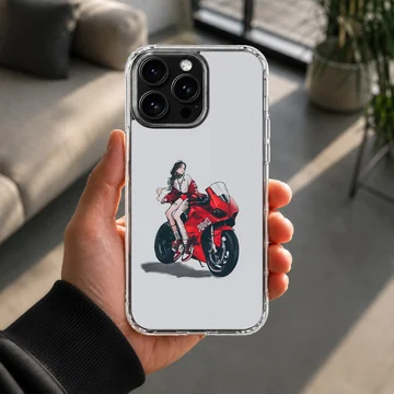 Anime motorcycle character in dynamic red and black, phone case — Lifestyle