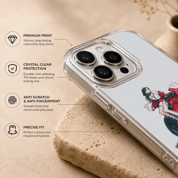 Anime motorcycle character in dynamic red and black, phone case — Info