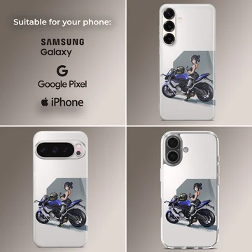 Anime motorcycle with dynamic illustration on phone case — Collage