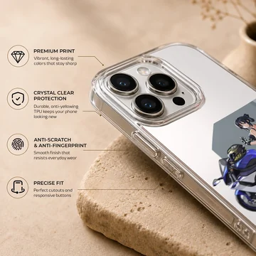 Anime motorcycle with dynamic illustration on phone case — Info