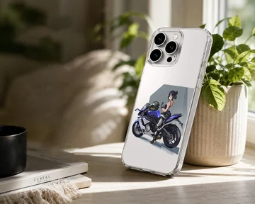 Anime motorcycle with dynamic illustration on phone case — Lifestyle