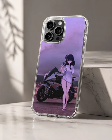 Anime Motorcycle with character digital illustration phone case — Hero