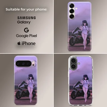 Anime Motorcycle with character digital illustration phone case — Collage