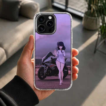 Anime Motorcycle with character digital illustration phone case — Lifestyle