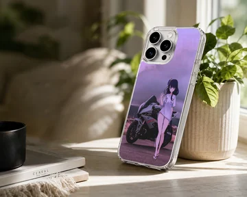 Anime Motorcycle with character digital illustration phone case — Lifestyle