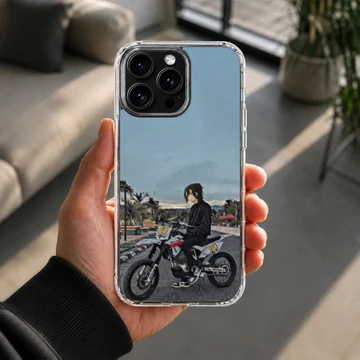 Anime motorcycle scene on phone case — Lifestyle