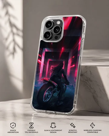 Anime motorcycle design with dynamic lighting on phone case — Specs
