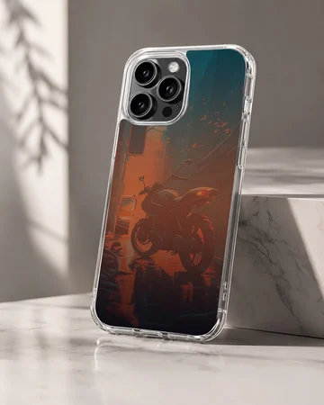 Digital illustration of anime motorcycle on phone case — Hero