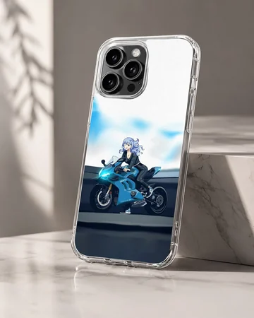 Anime character riding a motorcycle on phone case — Hero