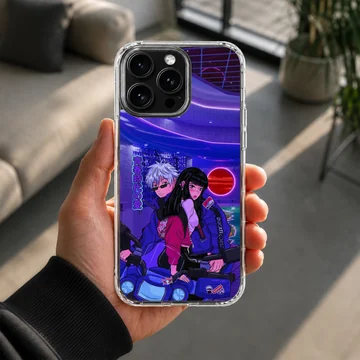 Anime motorcycle scene with dynamic characters, phone case — Lifestyle