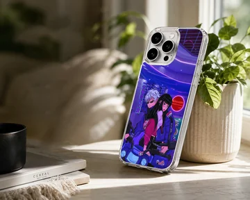 Anime motorcycle scene with dynamic characters, phone case — Lifestyle