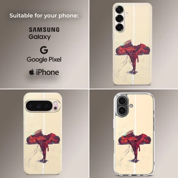 Anime motorcycle design with rider on phone case — Collage