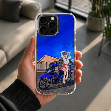 Dynamic anime motorcycle illustration on phone case — Lifestyle