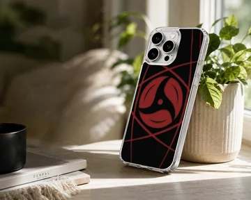 Bold anime design with dynamic red and black elements on phone case. — Lifestyle
