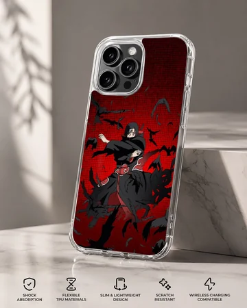 Anime hero in action on a red and black phone case — Specs