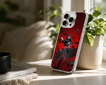 Anime hero in action on a red and black phone case — Lifestyle