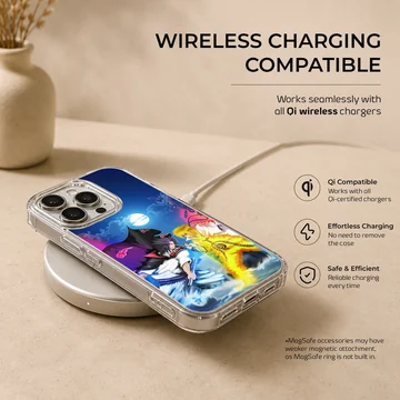 Vibrant anime battle scene on phone case — Charging